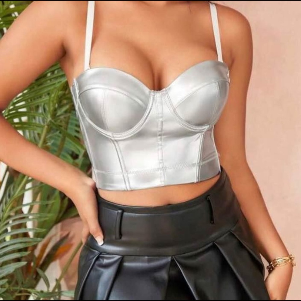 Metallic bustier silver size L